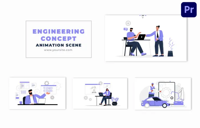 Engineering Design Processes Flat Vector Design Animation Scene
